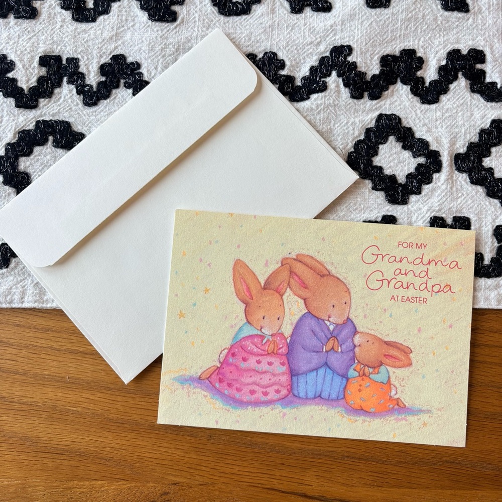 Vintage Easter Gibson Celebrations Card Grandma Grandpa snailmail